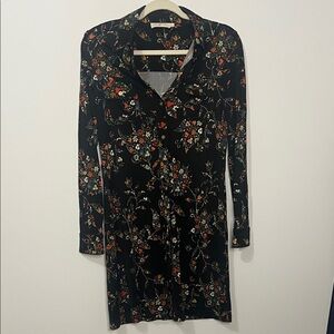 Tory Burch Black Floral Long Sleeve Dress